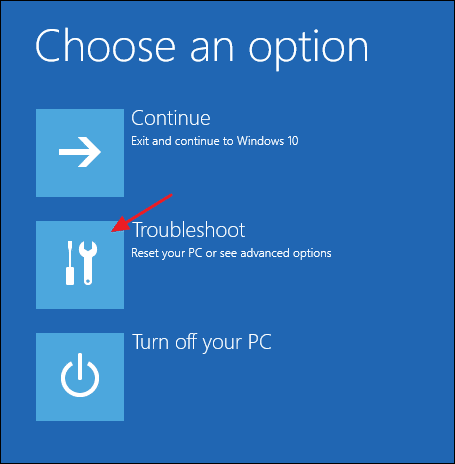 Chọn Troubleshoot