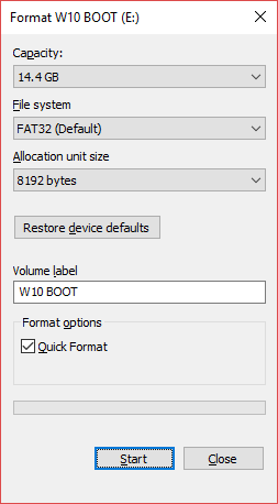 Các tùy chọn format USB