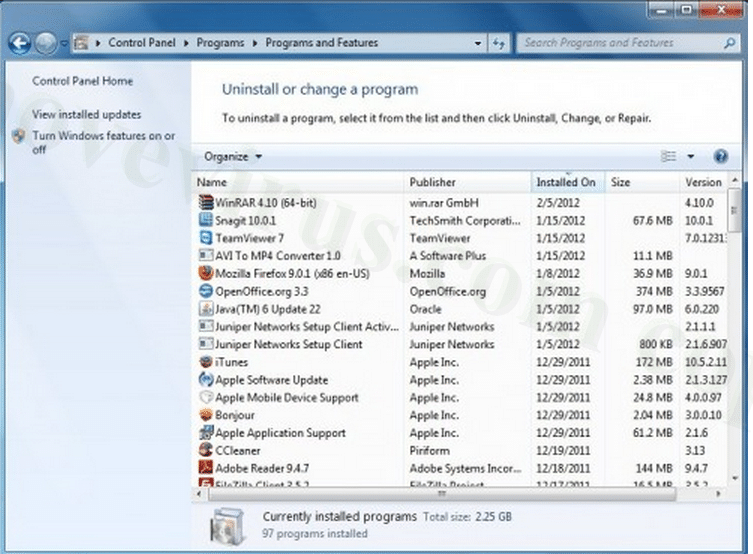 chọn Uninstall