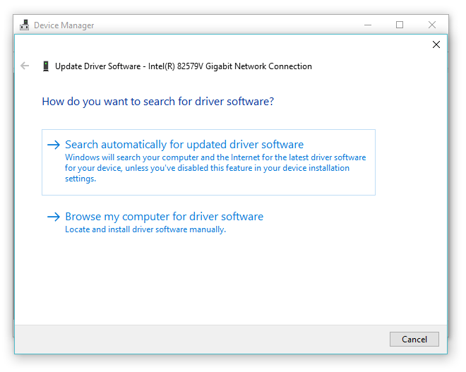 chọn Search Automatically for Updated Drivers