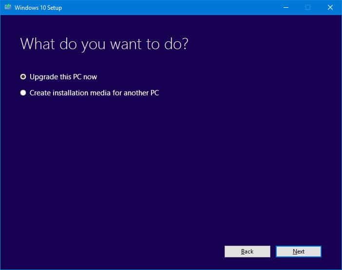 click chọn Upgrade this PC now
