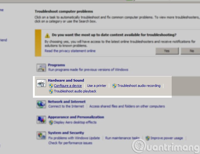 Xử lý bằng Troubleshoot computer problems