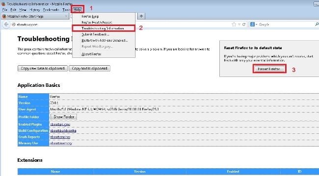 Cài đặt trong Firefox