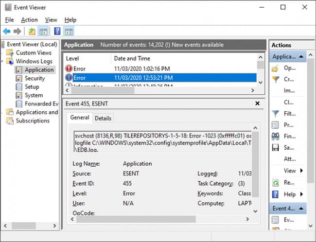 windows-10-dong-bang-may-tinh-4 Xem nhật ký Event Viewer