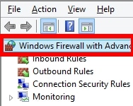 tìm và chọn “Windows Firewall with Advanced Security on Local Computer” ở khung bên trái