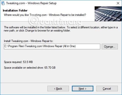Cài đặt Windows Repair
