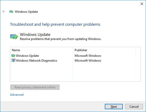 chọn Windows Update