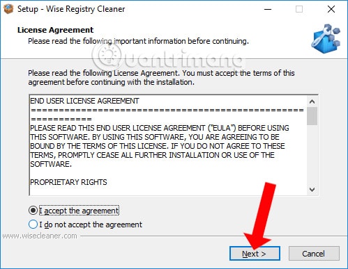 Cài đặt phần mềm Wise Registry Cleaner