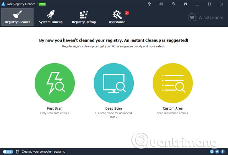 Giao diện Wise Registry Cleaner