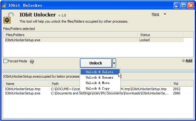 Các tùy chọn xóa file không thể xóa được